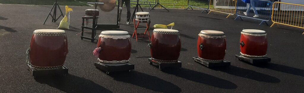 Drum line, ready for one of our summer gigs